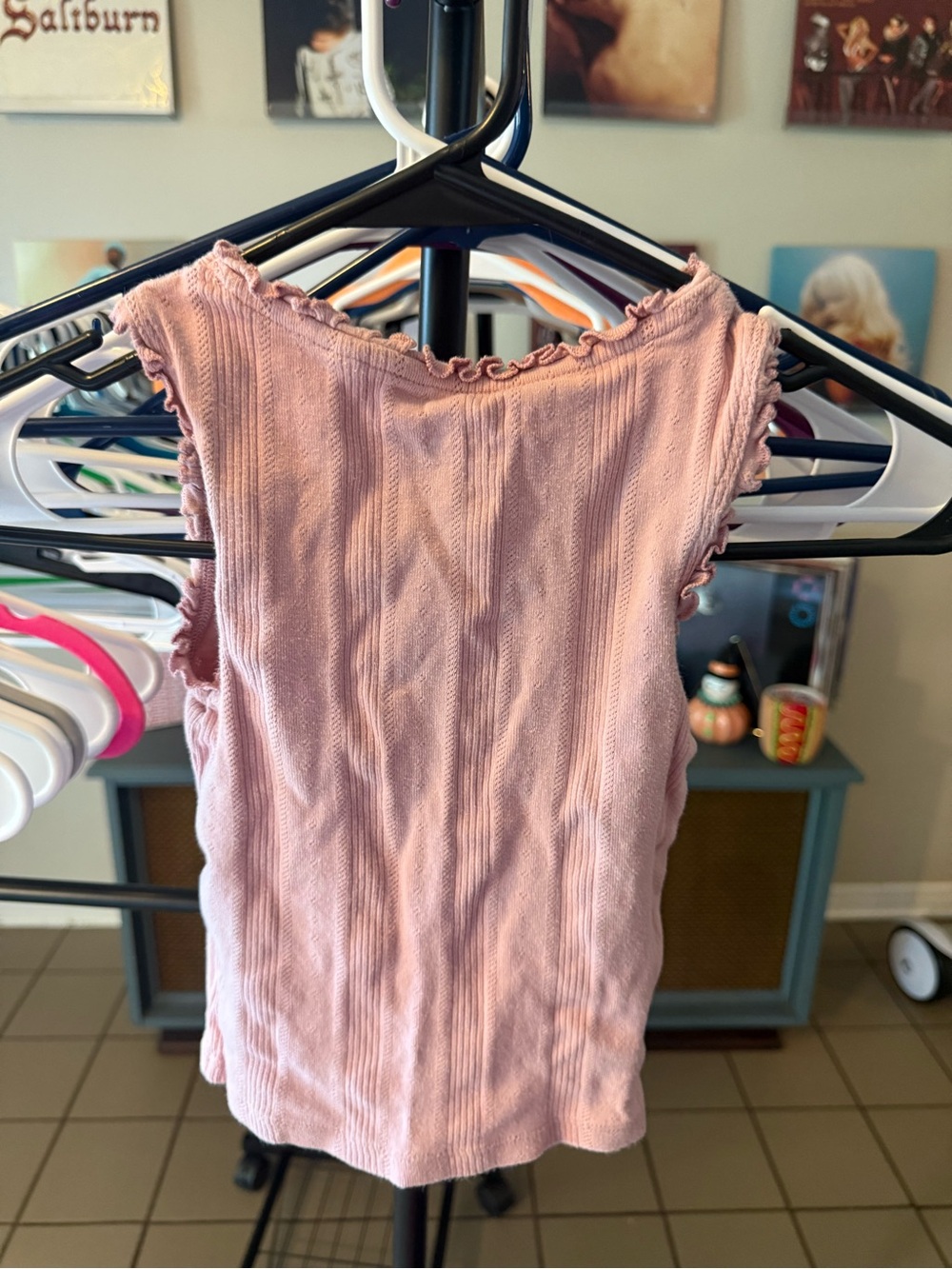Boden Pink Ruffle-Trim Ribbed Tank Top - Picture 3 of 3